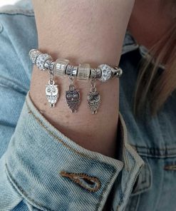 bracelet 3 owls silver