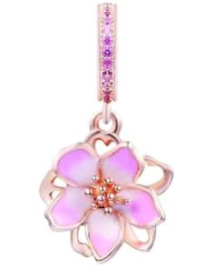 Rose gold pendant: Pink flower