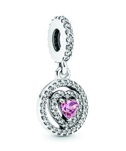 Silver crystal pendant, S925: with small pink zircon