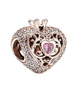 Crystal pendant heart with crown