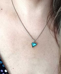 Gold crystal pendant: heart with zircon. - Image 3