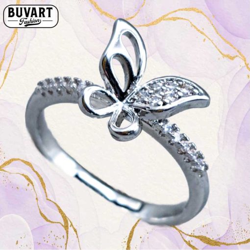 Silver crystal ring