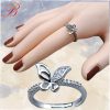 Silver crystal ring