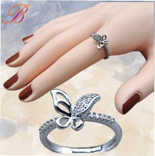 Silver crystal ring