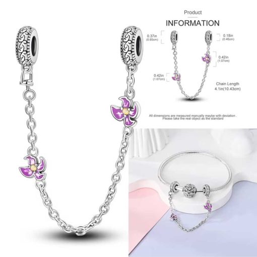 Safety chain flowers in pink