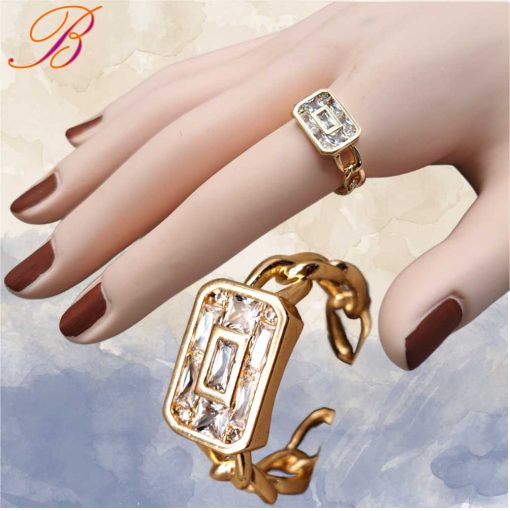 Gold crystal ring zircons
