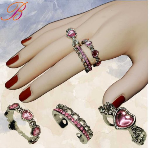 3 rings pink zircons