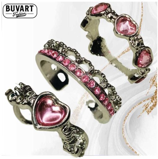 3 rings pink zircons
