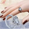 Silver crystal ring heart shaped