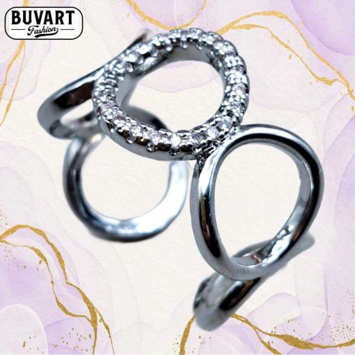 Silver crystal ring