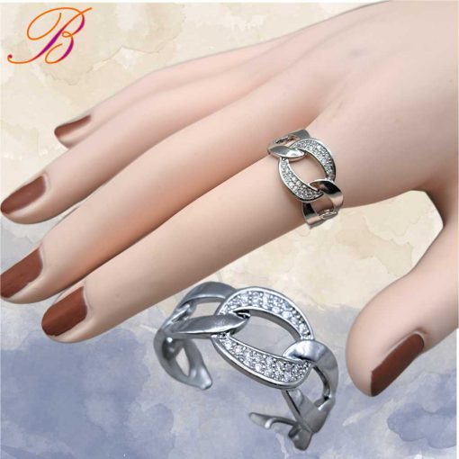 Silver crystal ring