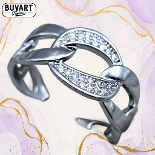 Silver crystal ring