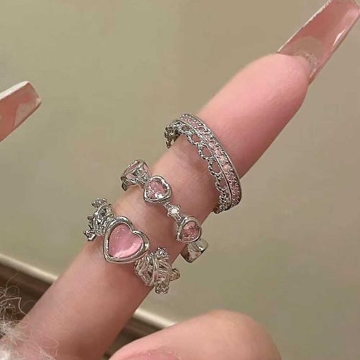 3 rings pink zircons