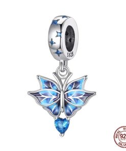 Pendant blue butterfly with blue zircon