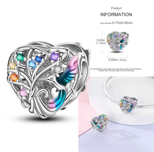 Pendant heart & bird