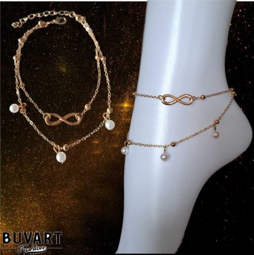 Ankle chain with 3 pearls
