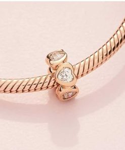 Pendant rose gold with white zircons