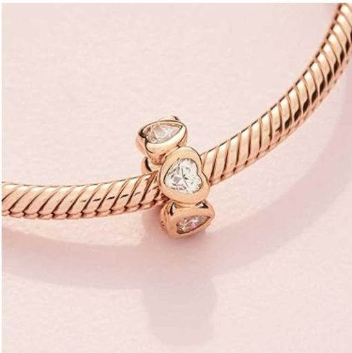 Pendant rose gold with white zircons