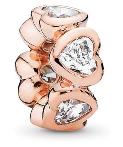 Pendant rose gold with white zircons