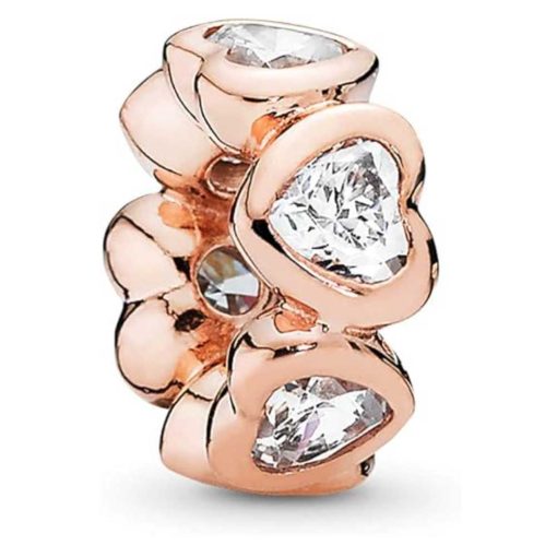 Pendant rose gold with white zircons
