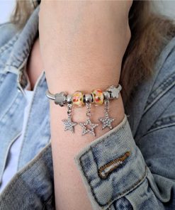 Alternative view of Silver elastic bracelet: 3 stars (ZK23)