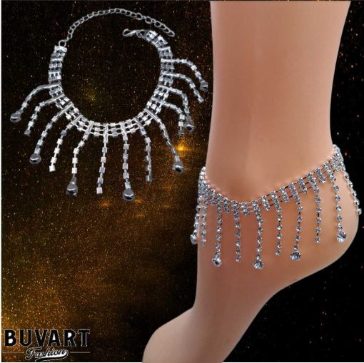 Silver crystal Ankle chain zircons