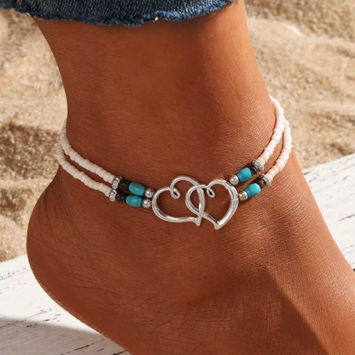Elastic Ankle Chain 2 hearts