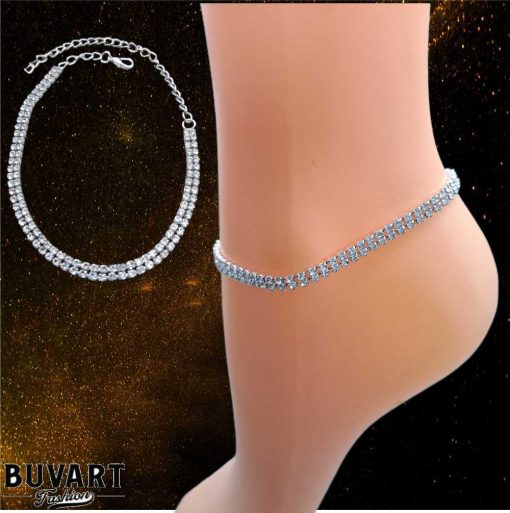 Silver crystal Ankle chain
