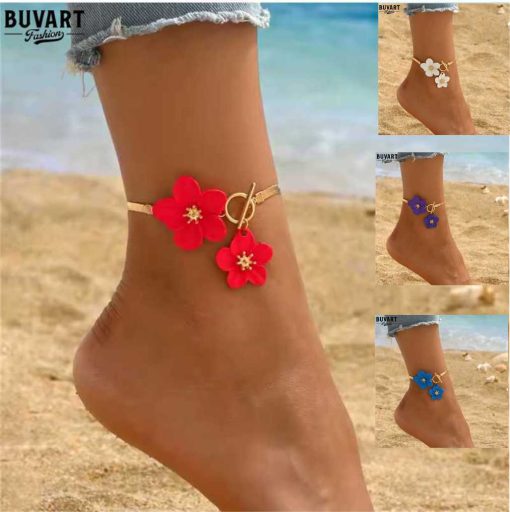 Gold ankle chain white