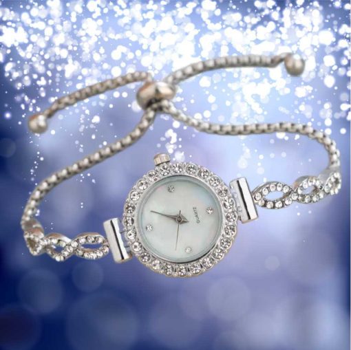 Silver crystal wristwatch