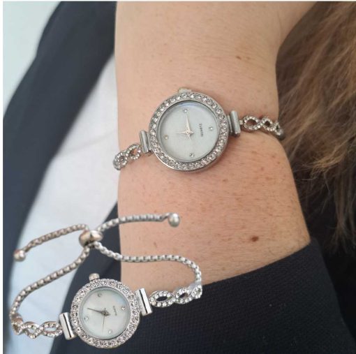 Silver crystal wristwatch