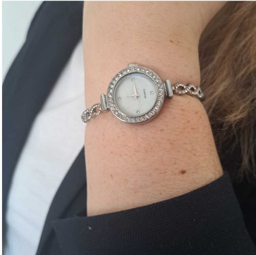 Silver crystal wristwatch