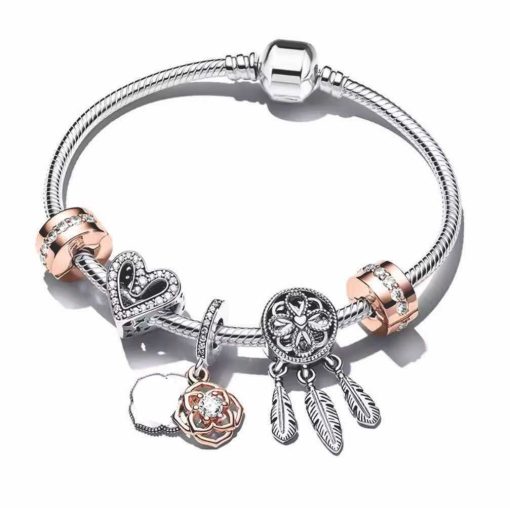 Silver bracelet + 5 pendants