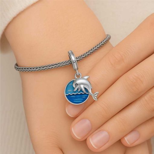 Pendant: Dolphin and blue background.
