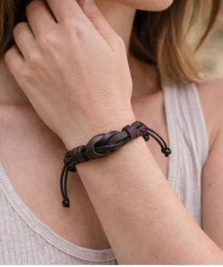 Dark brown leather bracelet