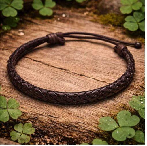 brown leather bracelet.