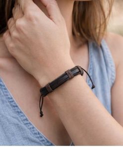 Dark brown leather bracelet: