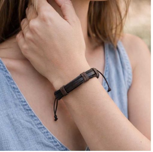 Dark brown leather bracelet: