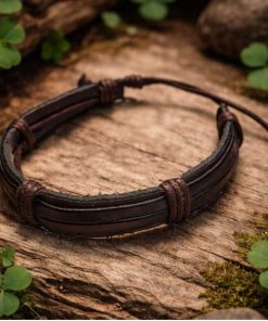 Dark brown leather bracelet: