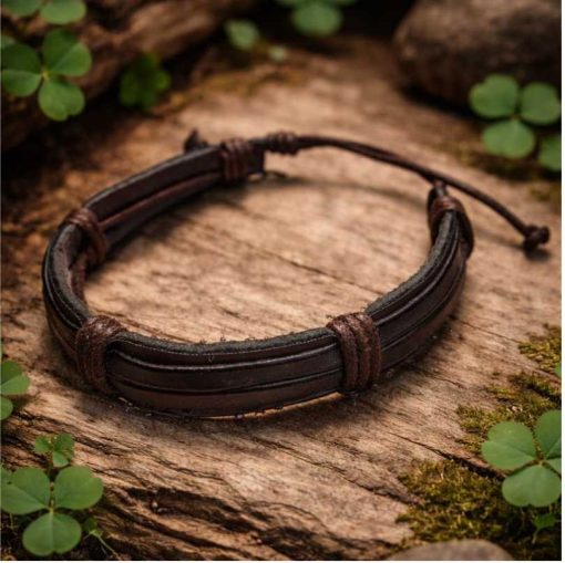 Dark brown leather bracelet: