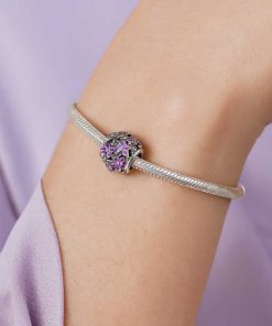With purple roses.