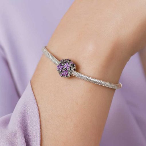 With purple roses.