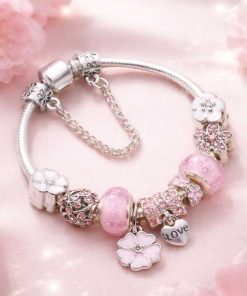 Pandora stil bracelet + 11 pendants