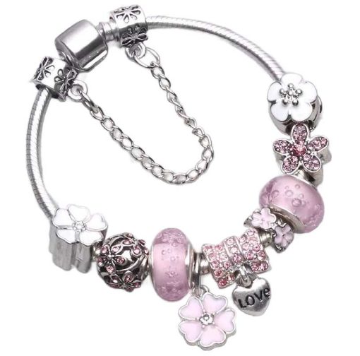 Pandora stil bracelet + 11 pendants