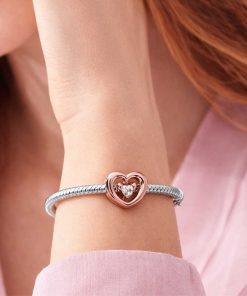 pendant Heart with white zircon
