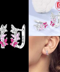 Earring Pink Butterfly