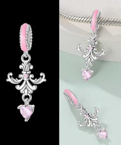 Pendant Pink Heart Baroque Dangle