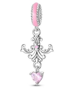 Pendant Pink Heart Baroque Dangle