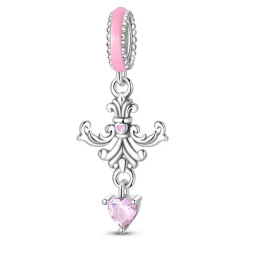 Pendant Pink Heart Baroque Dangle