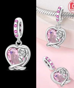 Pendant Pink Crystal Heart Rose